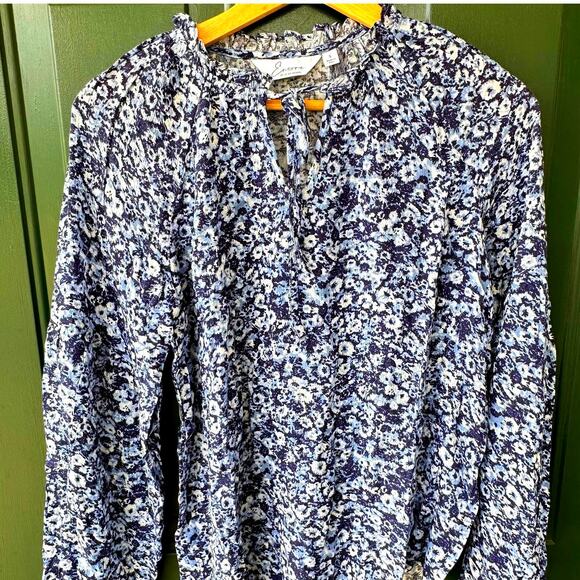 2/$30 NEW Encore Idina Menzel Ruffle Neck Full Sleeve Romantic Blouse Sz S QVC - Picture 5 of 9